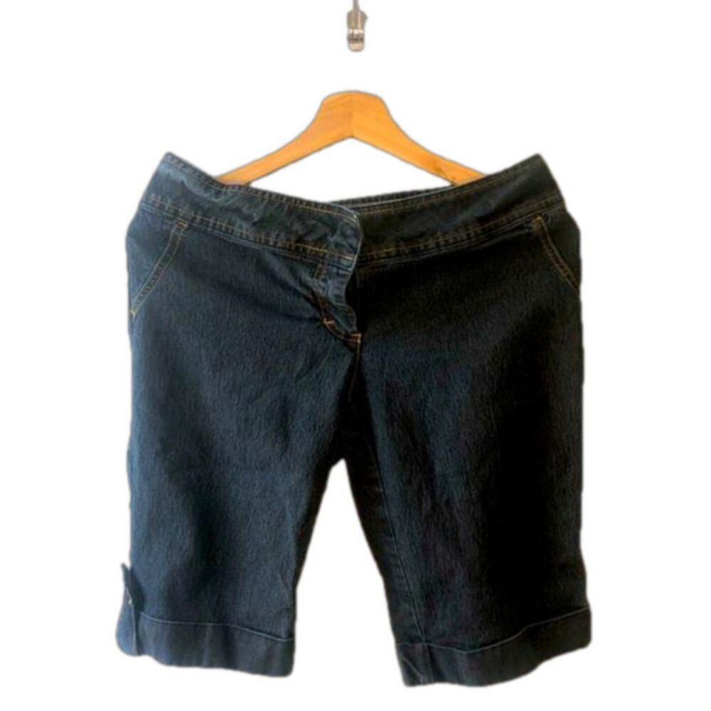 Vintage Worthington Knee Length Jean Shorts Size 4 Bermudas Y2K 90s Dark Wash